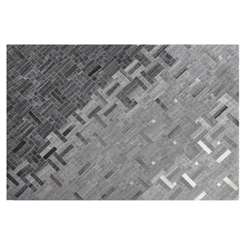 Beliani Dywan szary skórzany 140 x 200 cm wzór geometryczny patchwork tkany ręcznie do salonu sypialni styl nowoczesny