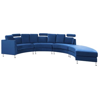 Beliani Sofa półokrągła niebieska welurowa kanapa 8-osobowa duży salon pokój nowoczesny styl