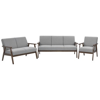 Beliani Komplet mebli do salonu szary tapicerowane siedziska drewniane ramy sofa 2 i 3 osobowa z fotelem retro design