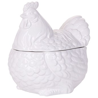 Beliani Pojemnik biały wielkanocny kura ceramiczny słoik świąteczny przechowywanie żywności