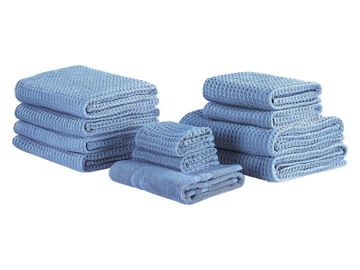 Beliani Komplet 11 ręczników niebieski bawełna zero twist ręcznik dla gości do rąk kąpielowy plażowy ...