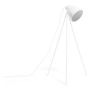 Beliani Lampa stojąca biała metalowa 128 cm regulowany klosz wysoki połysk trójnóg retro