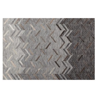 Beliani Dywan szary skórzany 160 x 230 cm zygzak jodełka patchwork tkany ręcznie do salonu sypialni styl nowoczesny