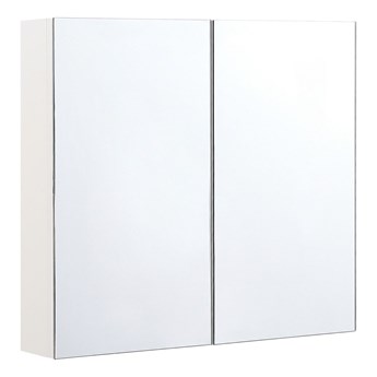 Beliani Szafka łazienkowa wisząca biała sklejka 80 x 70 cm dwudrzwiowa z półkami i lustrem