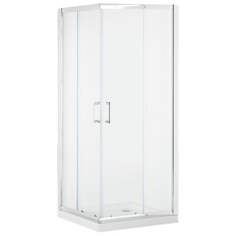 Beliani Kabina prysznicowa srebrna szkło hartowane aluminum podwójne drzwi 80x80x185cm nowoczesny design