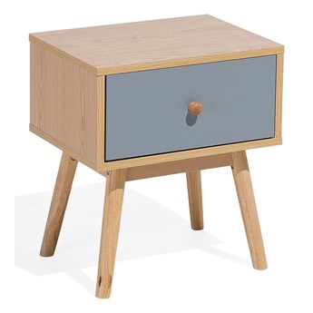 Beliani Stolik szafka nocna jasne drewno z szarym 1 szuflada 40 x 45 x 30 cm Skandynawski design