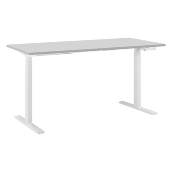 Beliani Regulowane biurko szaro-białe stalowa rama ręczna zmiana wysokości 130 x 72 cm nowoczesne