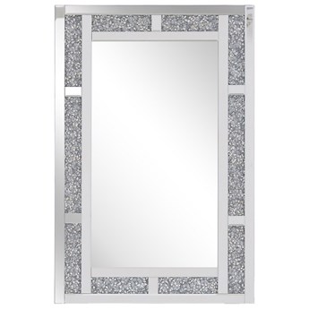 Beliani Lustro ścienne srebrne 60 x 90 cm prostokątne wiszące dekoracyjna rama styl glamour