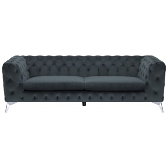 Beliani Sofa kanapa szara pikowana Chesterfield elegancka welurowa aksamitna