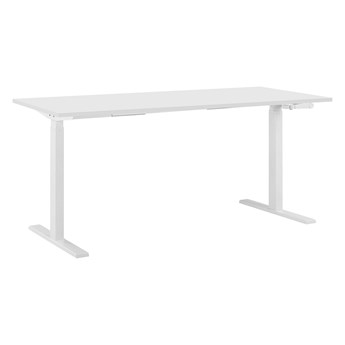 Beliani Regulowane biurko białe drewniany blat stalowa rama ręczna zmiana wysokości 160 x 72 cm nowoczesny design