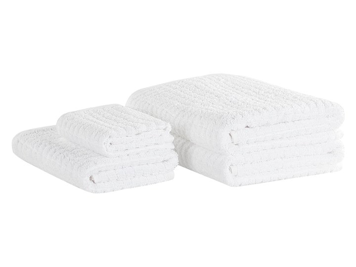 Beliani Komplet 4 ręczników biały bawełna low twist ręczniki dla gości do rąk kąpielowy i plażowy