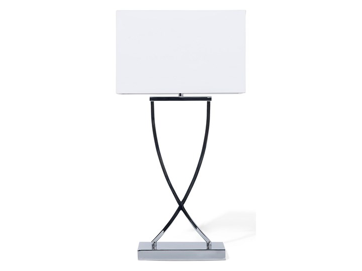 Beliani Lampa stołowa biurkowa srebrna z białym abażurem klosz prostokątny Chrom Lampa z abażurem Lampa z kloszem Metal Kolor Srebrny