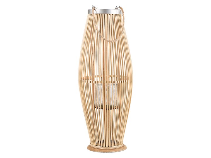Beliani Lampion dekoracyjny jasne drewno bambusowe 72 cm ozdoba latarnia na świecę