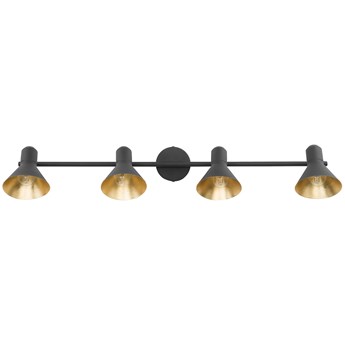Beliani Lampa ścienna czarny ze złotym metalowa regulowane klosze 4-punktowa sufitowa styl industrialny