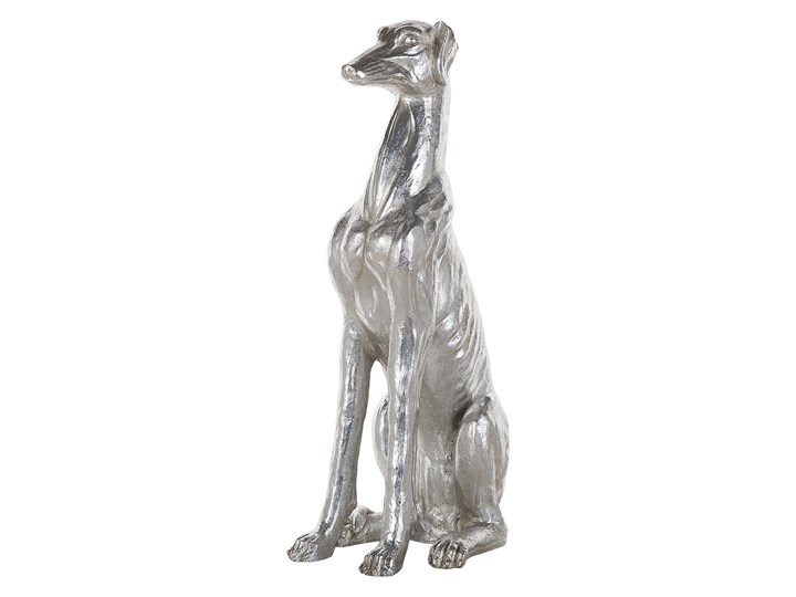 Beliani Figura dekoracyjna podłogowa srebrna pies chart 80 cm