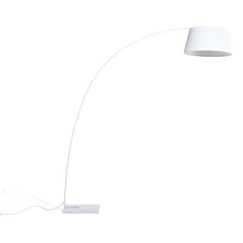 Beliani Lampa stojąca biała metalowa 188 cm pałąk marmurowa podstawa nowoczesna