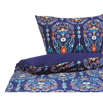 Beliani Zestaw pościeli z poszewkami niebieski kwiatowy wzór bawełna 155 x 220 cm do sypialni
