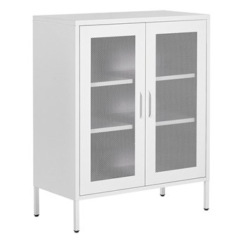Beliani Szafka dwudrzwiowa biała stalowa z półkami meble do biura domowego industrialny design
