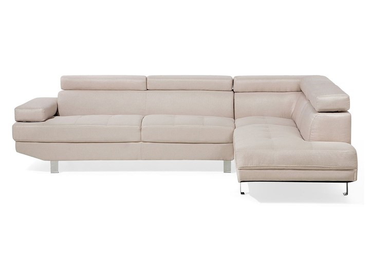 Beliani Narożnik lewostronny beżowy tapicerowany 5 osobowa sofa z regulowanymi zagłówkami Materiał obicia Tkanina Lewostronne Nóżki Na nóżkach