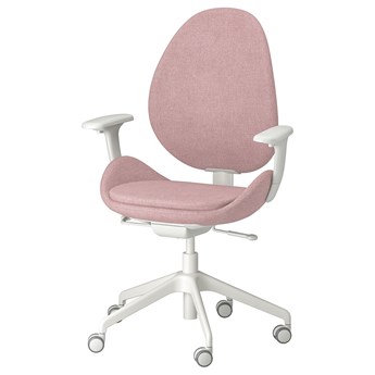 IKEA HATTEFJÄLL Krzesło biurowe z podłokietnikami, Gunnared jasny różowy, Przetestowano dla: 110 kg