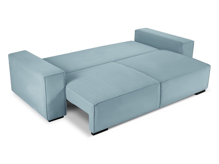 Jasnoniebieska sztruksowa rozkładana sofa Mazzini Sofas Azalea Wielkość Trzyosobowa Szerokość 254 cm Głębokość 104 cm Pomieszczenie Salon