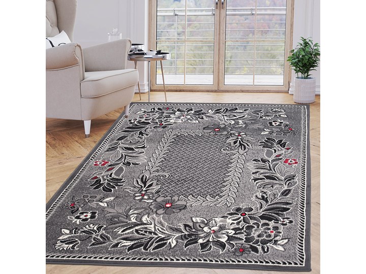 Dywan Nowoczesny Roślinny Szary 31151 Pomieszczenie Pokój przedszkolaka 80x150 cm Juta Syntetyk Dywany Prostokątny Pomieszczenie Salon