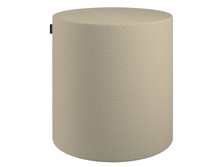 Puf Barrel, jasno beżowa bukla, ø40, wys. 40 cm, Teddy Tworzywo sztuczne Tkanina Siedzisko Podnóżek Kolor Beżowy