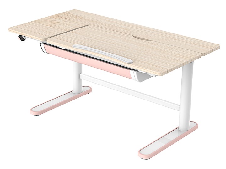 Różowe biurko elektryczne nowoczesne - Tobiso 2X Metal Głębokość 60 cm Płyta meblowa Szerokość 120 cm Styl Nowoczesny Drewno Biurko regulowane Pomieszczenie Pokój przedszkolaka