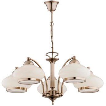 Lampa sufitowa żyrandol klasyczny AMELIA 5 punktów E27 szer. 64cm | ecru złoty
