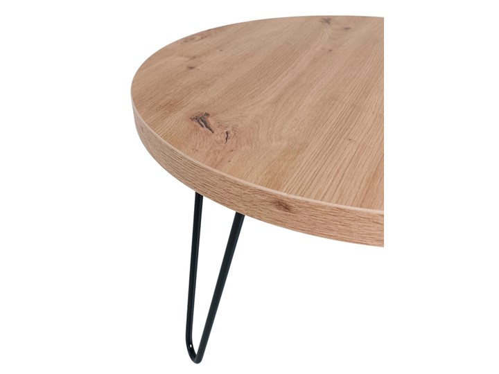 Okrągły stolik kawowy SIMPLE 60 Dąb Artisan Metal Drewno Wysokość 45 cm Płyta meblowa Stal Średnica 60 cm
