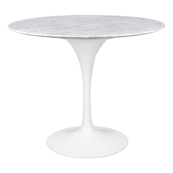Stół TULIP MARBLE 90 CARRARA biały - blat okrągły marmurowy, metal