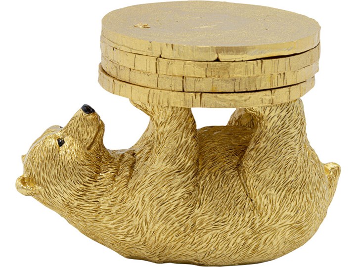 Podkładki pod kubki Playing Bear Ø8 cm złote Kolor Złoty Podkładka pod kubek Kategoria Podkładki kuchenne