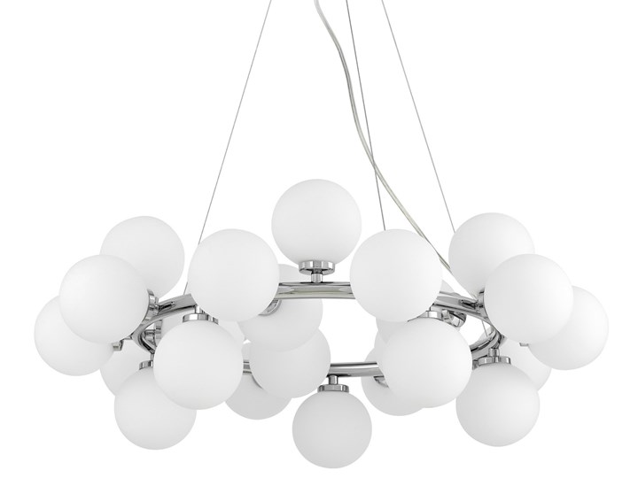 NOWOCZESNA LAMPA WISZĄCA CHROMOWANA MARSIADA W25 Szkło Lampa z abażurem Kolor Biały Lampa z kloszem Metal Kategoria Lampy wiszące