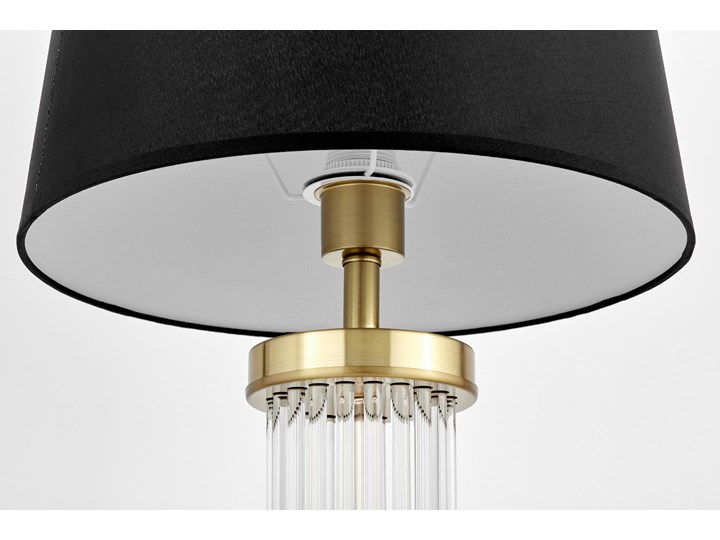 LAMPA NOCNA GLAMOUR CZARNO-MOSIĘŻNA LA BOTTE Mosiądz Szkło Tkanina Wysokość 26 cm Wysokość 68 cm Lampa z kloszem Pomieszczenie Salon Metal Lampa z abażurem Styl Nowoczesny