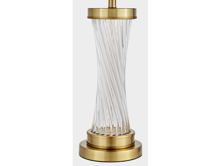 LAMPA NOCNA GLAMOUR BIAŁO-MOSIĘŻNA VILLANOVA Tkanina Metal Szkło Wysokość 68 cm Lampa z abażurem Mosiądz Kategoria Lampy stołowe