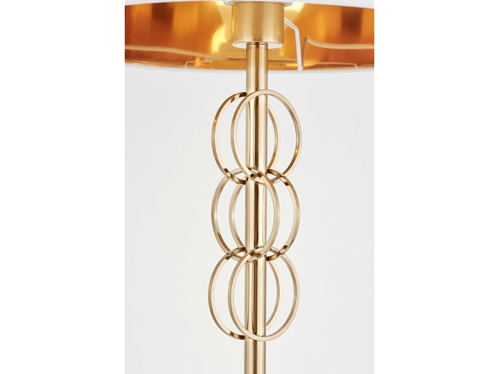 GLAMOUR LAMPA NOCNA BIAŁO-MOSIĘŻNA AZZARIA Mosiądz Metal Tkanina Wysokość 56 cm Lampa z abażurem Kategoria Lampy stołowe