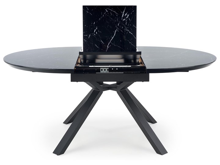 Okrągły stół rozkładany z marmurowym blatem Vertigo Wysokość 130 cm Szkło Stal Metal Płyta MDF Styl Nowoczesny