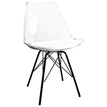 Krzesło transparentne MSA-026 biała poduszka. nogi metalowe czarne