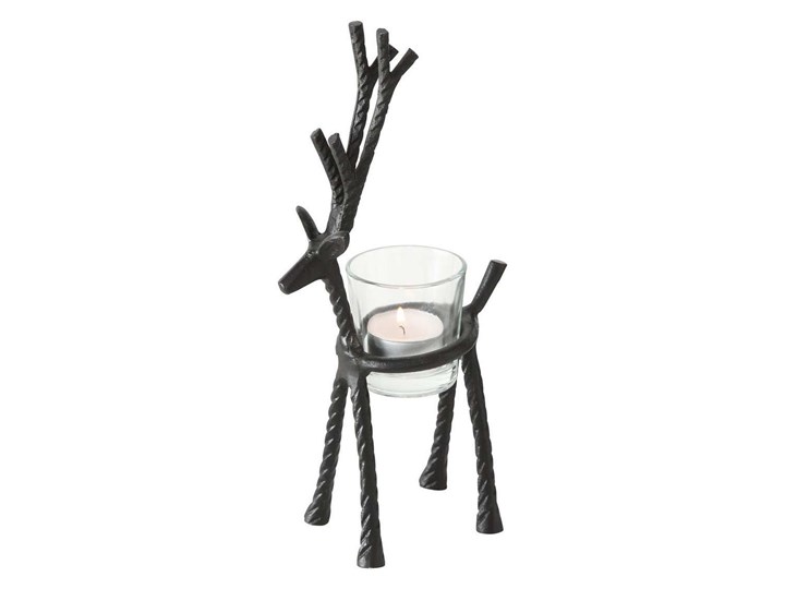 Świecznik Reindeer 26cm black, 7 x 13 x 26 cm Metal Szkło Podgrzewacz Kolor Czarny