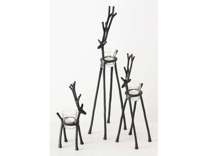 Świecznik Reindeer 26cm black, 7 x 13 x 26 cm Metal Podgrzewacz Szkło Kategoria Świeczniki i świece