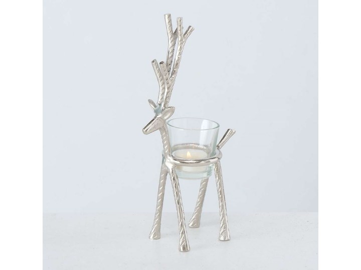 Świecznik Reindeer 27cm silver, 7 x 13 x 27 cm Podgrzewacz Metal Szkło Kategoria Świeczniki i świece