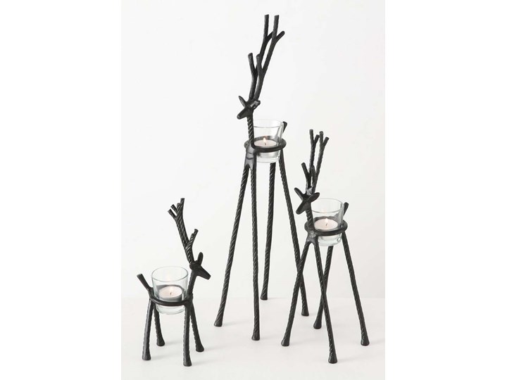 Świecznik Reindeer 36cm black, 8 x 13 x 36 cm Podgrzewacz Metal Kategoria Świeczniki i świece Szkło Kolor Czarny