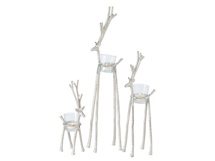Świecznik Reindeer 37cm silver, 9 x 13 x 37cm Metal Kategoria Świeczniki i świece Podgrzewacz Szkło Kolor Srebrny