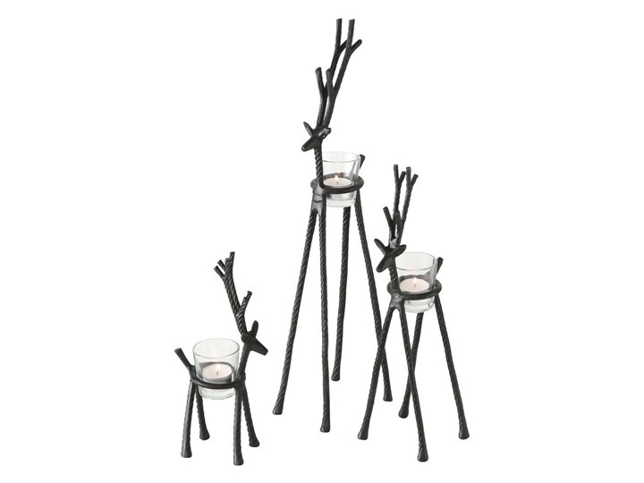 Świecznik Reindeer 52cm black, 8 x 14 x 52 cm Podgrzewacz Szkło Metal Kolor Czarny