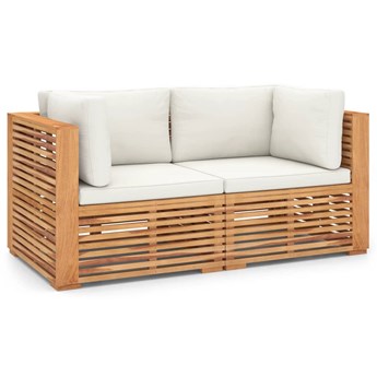 vidaXL 2-os. sofa ogrodowa z poduszkami, lite drewno tekowe