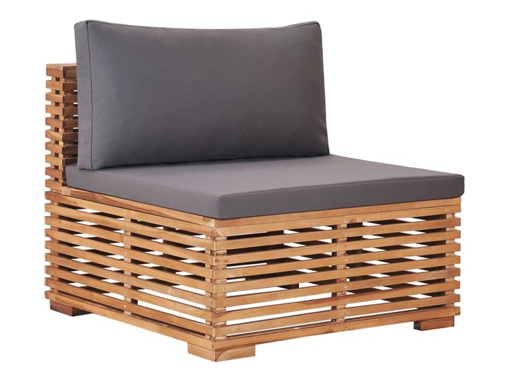 vidaXL 4-cz. zestaw wypoczynkowy do ogrodu, ciemnoszare poduszki, tek Drewno Zestawy wypoczynkowe Zawartość zestawu Sofa Tworzywo sztuczne Kolor Brązowy