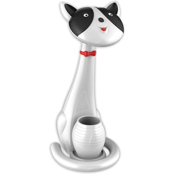 Czarno-biała lampka biurkowa dziecięca kot - S248-Kermis