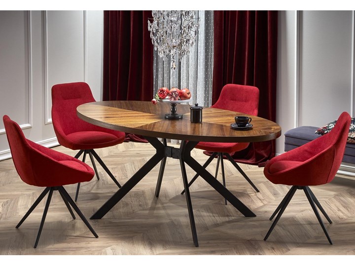 Loftowy stół z owalnym blatem orzechowym Locarno Płyta MDF Drewno Metal Stal Pomieszczenie Stoły do jadalni Wysokość 75 cm Kolor Brązowy