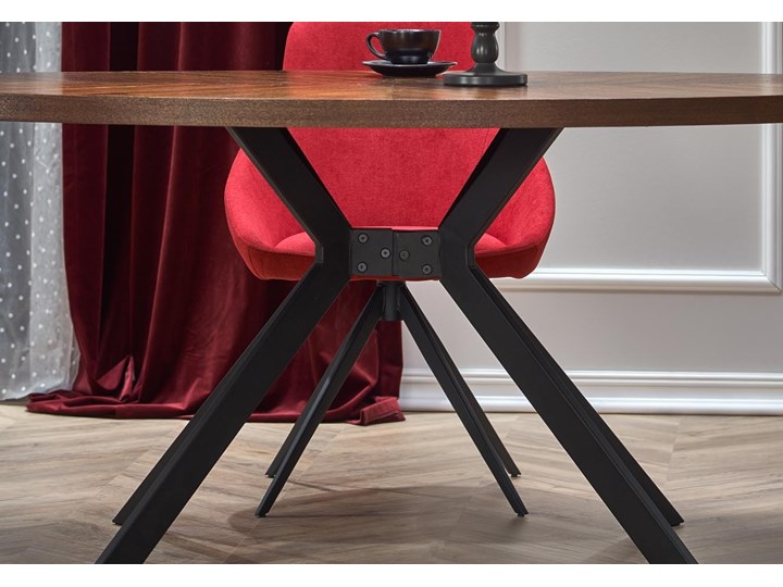 Loftowy stół z owalnym blatem orzechowym Locarno Drewno Metal Płyta MDF Stal Wysokość 75 cm Kolor Brązowy