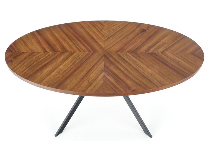 Loftowy stół z owalnym blatem orzechowym Locarno Stal Wysokość 75 cm Metal Płyta MDF Drewno Pomieszczenie Stoły do jadalni